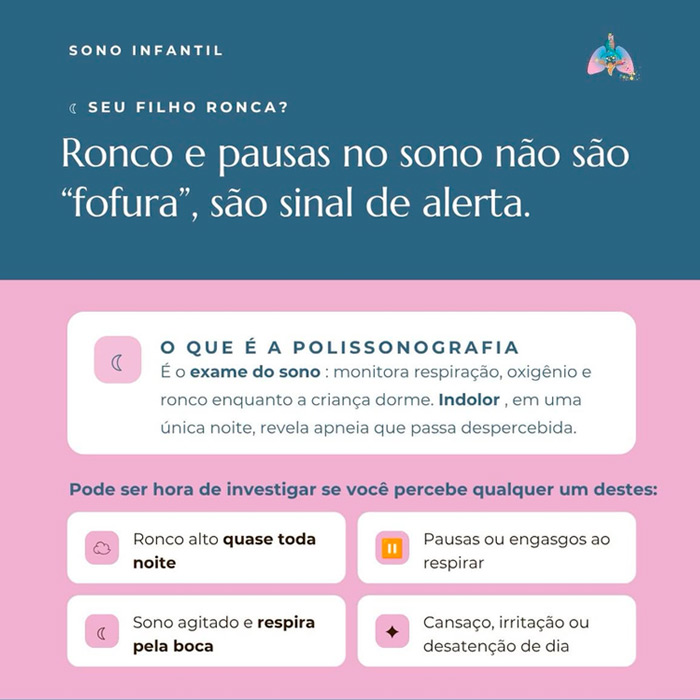 Ronco pausas sono crianca sinais alerta